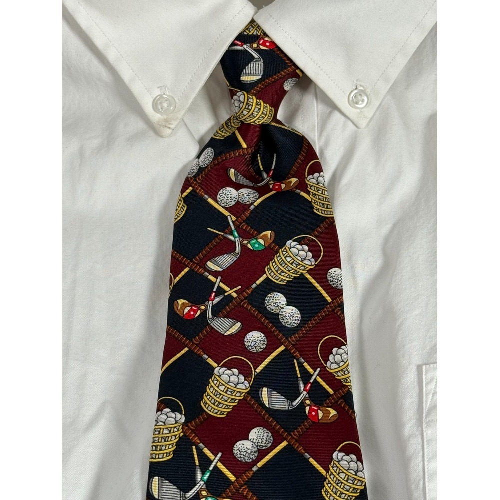Alynn's 100% Silk Neckwear Tie Golf Theme Bucket of Balls - Made in USA‎ -